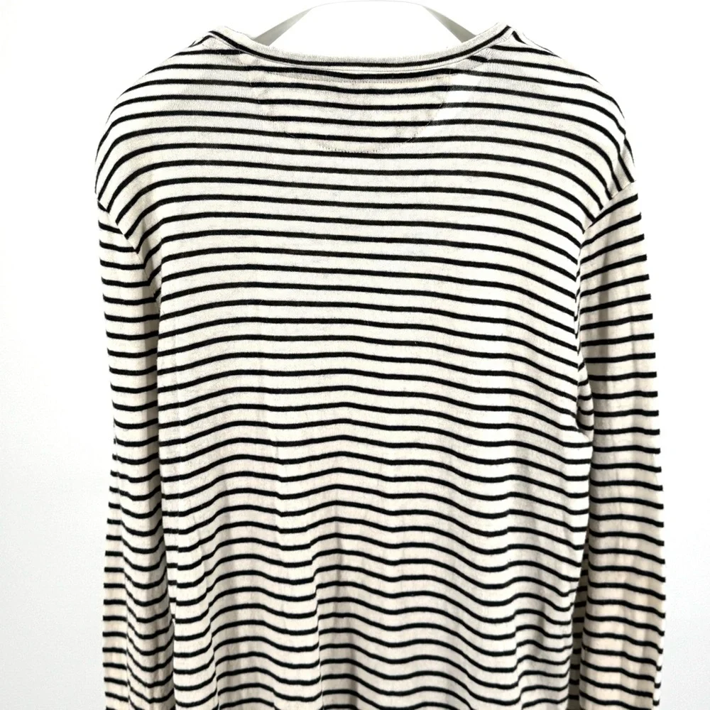 J. Crew Men’s Cotton Cashmere Long Sleeve T-Shirt Cream Black Stripe Size M